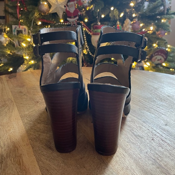 Splendid Black Leather Stacked Heel Sz 6 - Picture 5 of 7